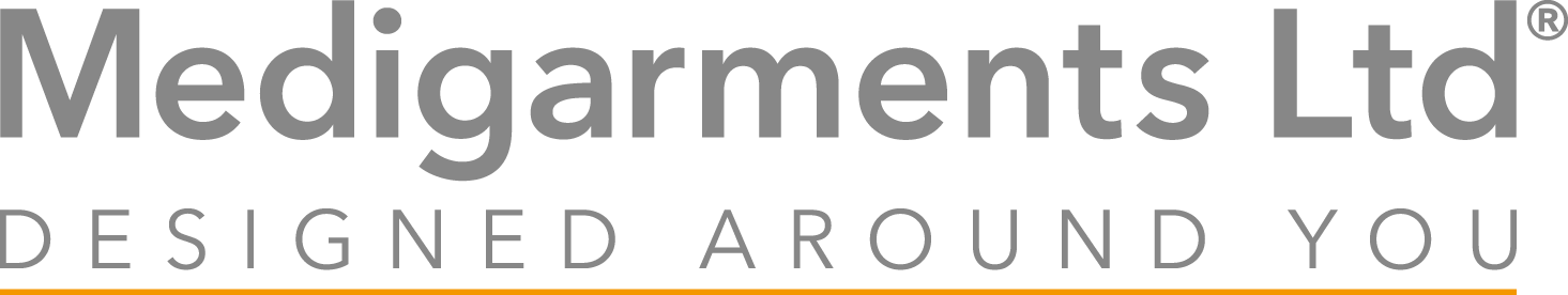 Medigarments R Logo CMYK Grey and Orange