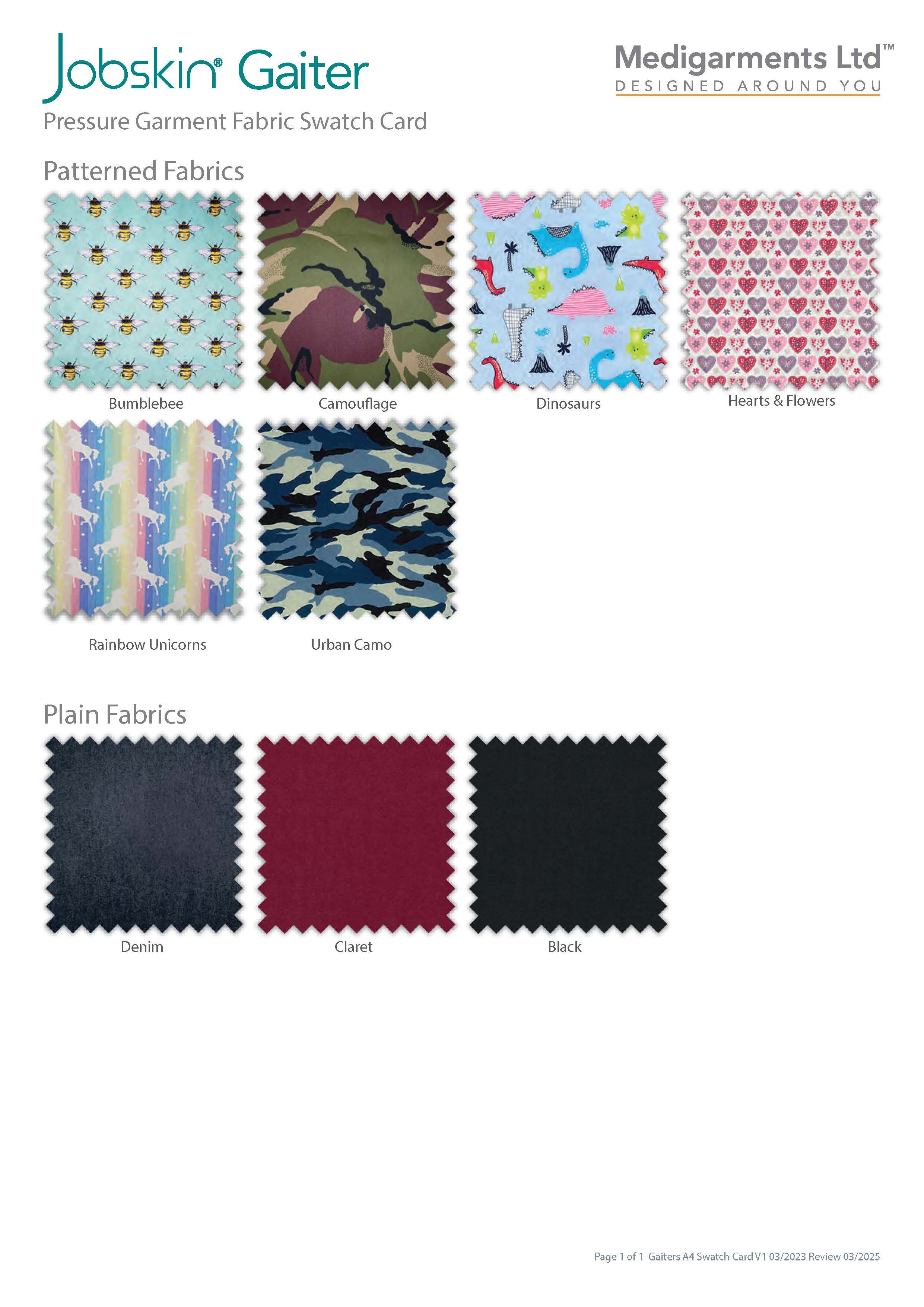 Jobskin Gaiters Printable Fabric Swatch