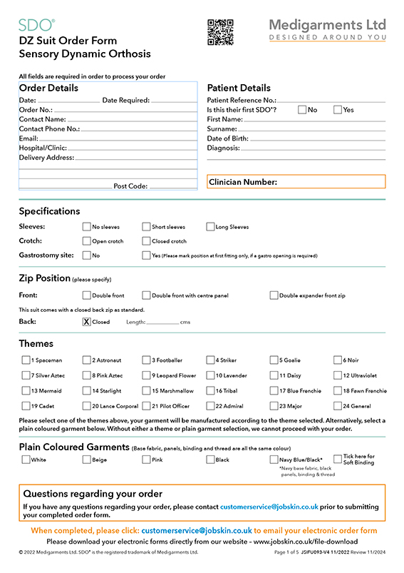 SDO DZ Suit Order Form