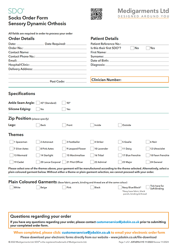 SDO Socks Order Form Electronic