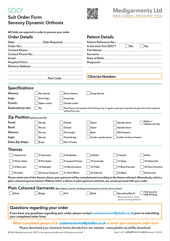 SDO Suit Order Form