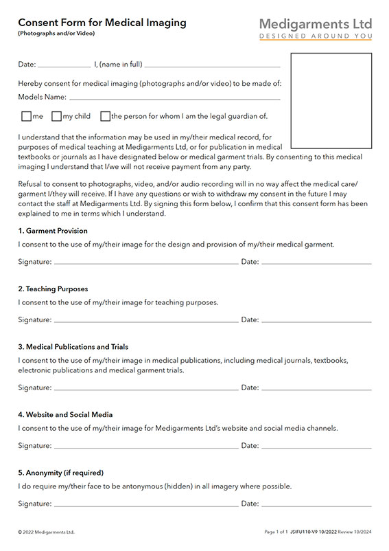Consent form for medical imaging