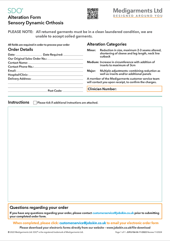 SDO Reorder and Alteration Form