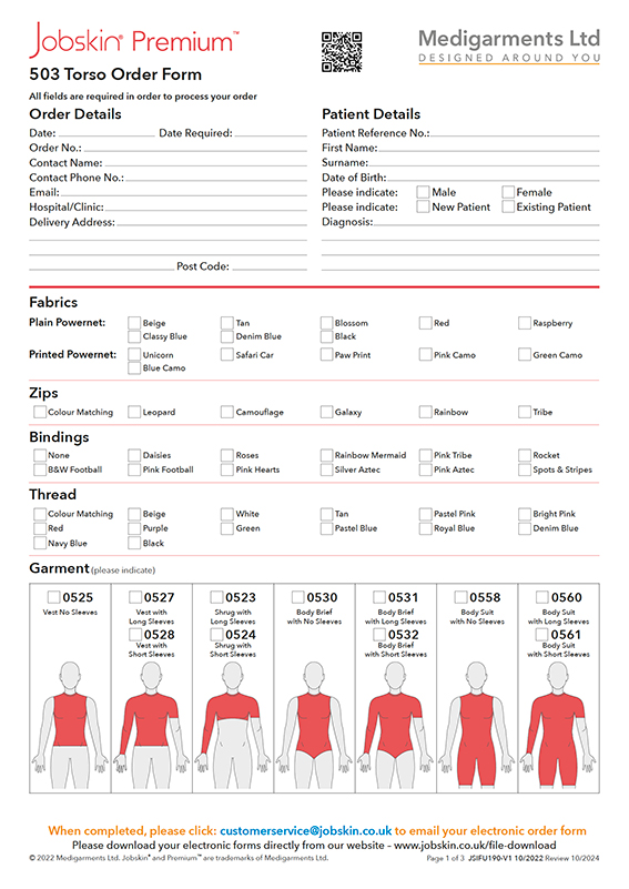 Jobskin Premium - 503 Torso Order Form - Electronic