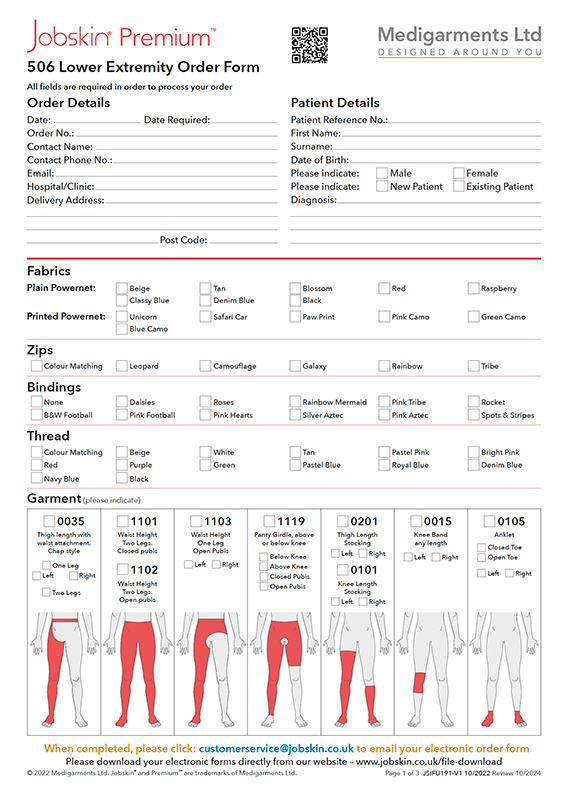 Jobskin Premium - 506 Lower Extremity Order Form - Electronic