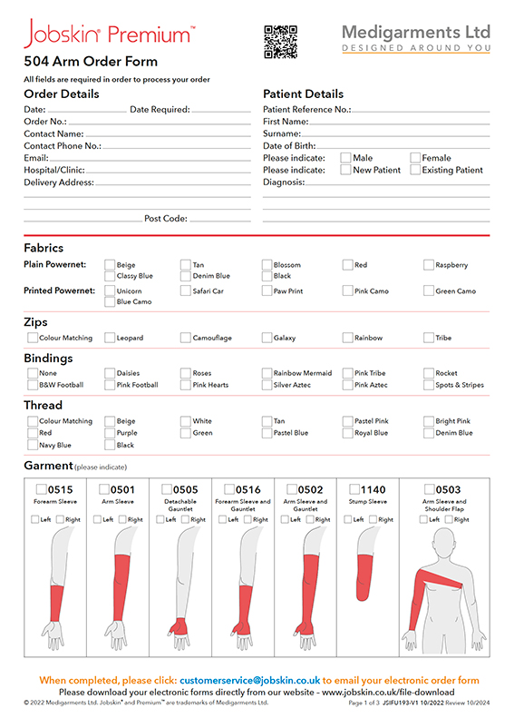 Jobskin Premium - 504 Arm Order Form - Electronic