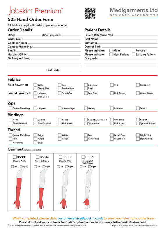 Jobskin Premium - 505 Hand Order Form - Electronic