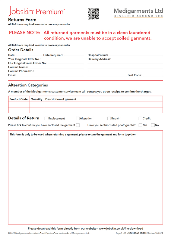 Jobskin Premium - Returns Form - Electronic