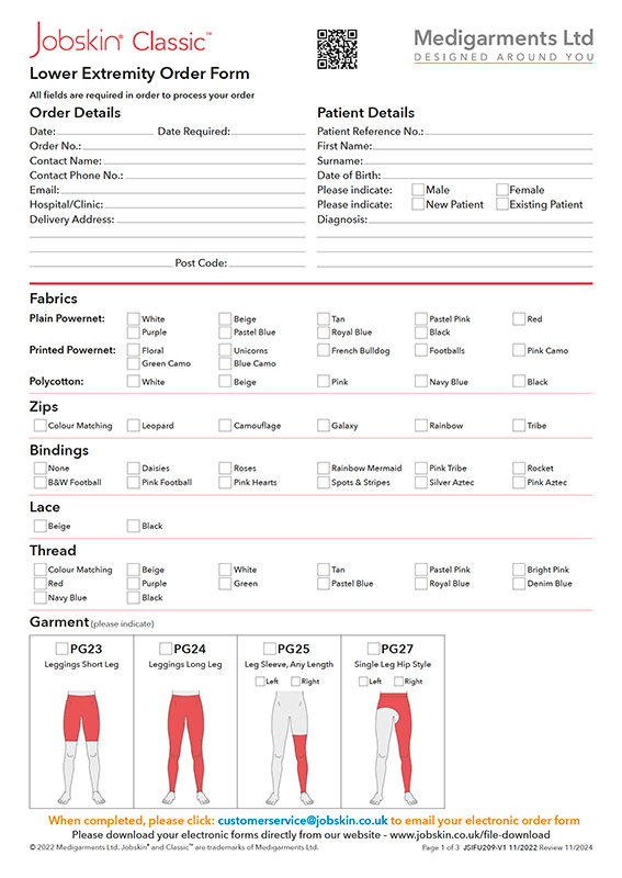 Classic - Lower Extremity Order Form - Electronic Form