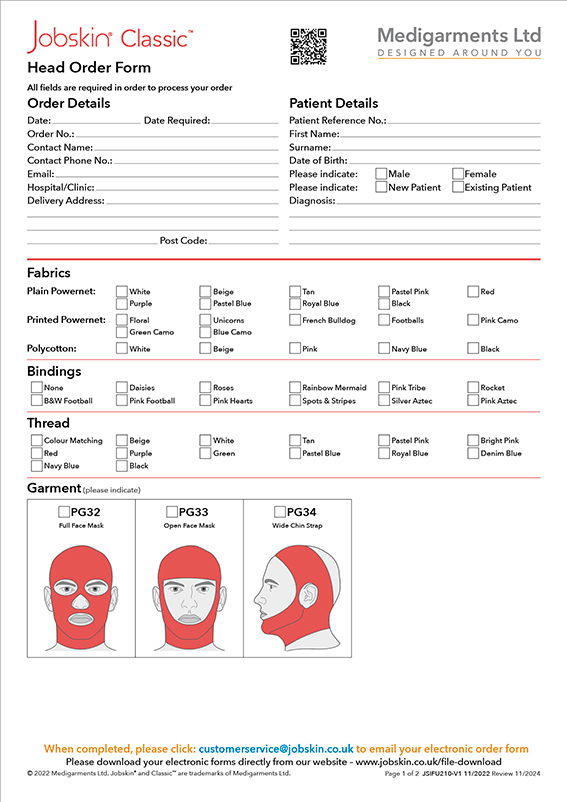 Classic - Head Order Form - Electronic Form