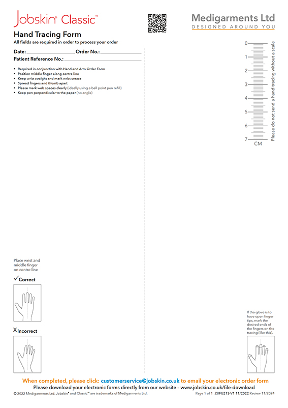 Classic - Hand Tracing Form - Electronic Form