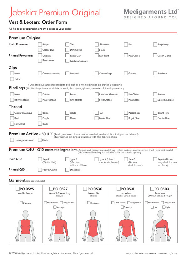 Jobskin Premium - 503 Torso Order Form - Electronic