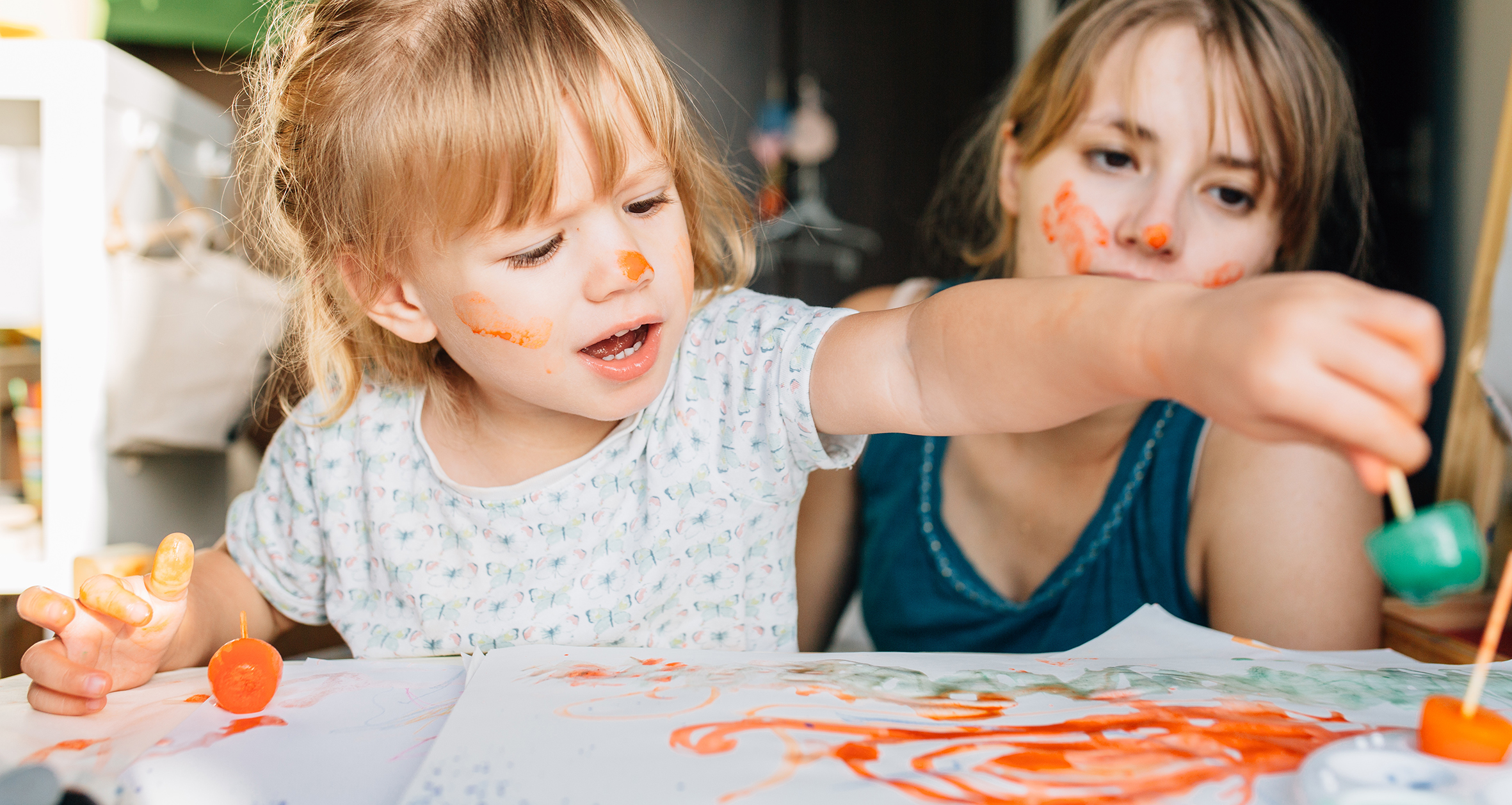 Child and parent painting